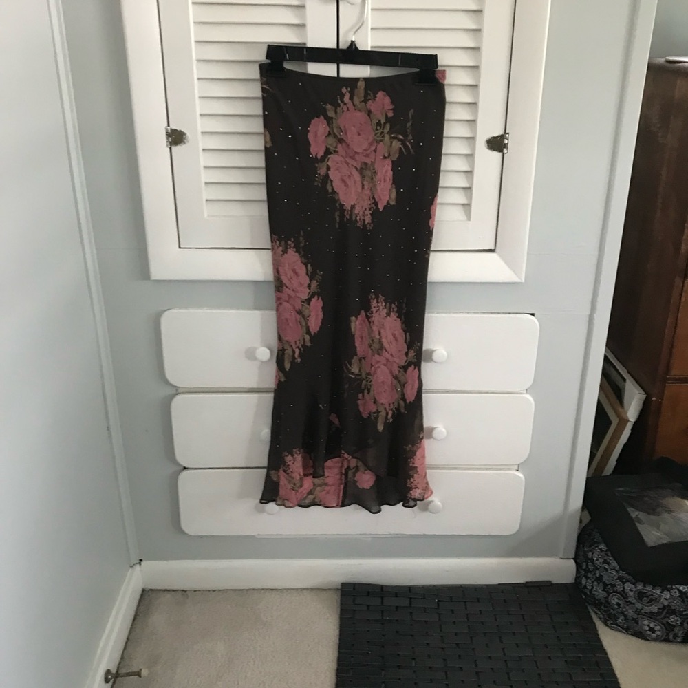 Express Floral Pink and Brown Women's Skirt